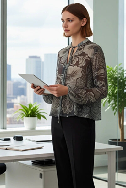 PayBuy Women's Khaki Shawl Patterned Halter Neck Chiffon Shirt Functional Durable Quality Sports