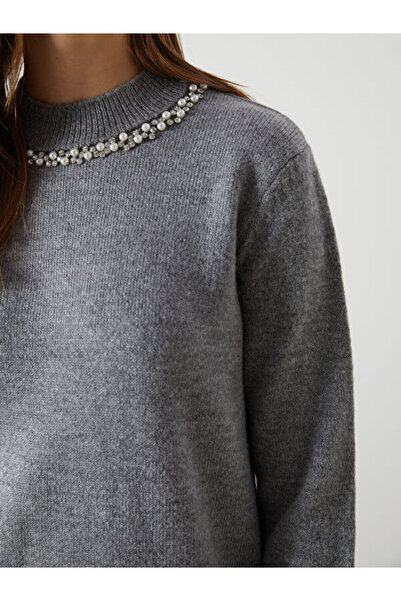 LC Waikiki Crew Neck Women's Knitwear Tunic with Stones