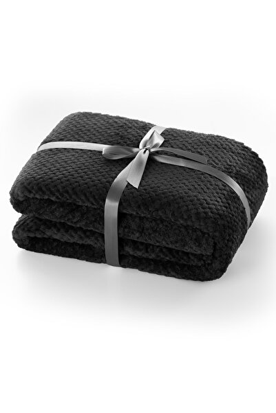 Deco King Patura in stil modern cu model jacquard in relief, Henry, 240 g/m2, 170x210 cm, negru