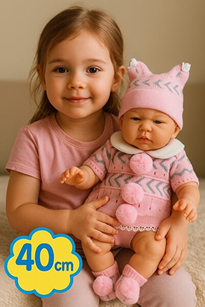 TOYFEST Gerçek Görünümlü Pembe Elbiseli 40 CM Dayanıklı Kolay Temizlenir Kız ...