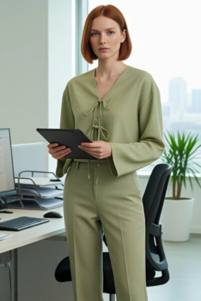 PayBuy Women's V-Neck Lace-Up Crop Shirt Functional Durable Quality Comfortable Aesthetic Premium Stylish