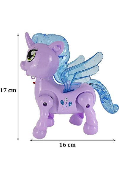 SR Işıklı Sesli Pilli Yürüyen At Oyuncağı Pony Oyuncağı Pembe ve Mor