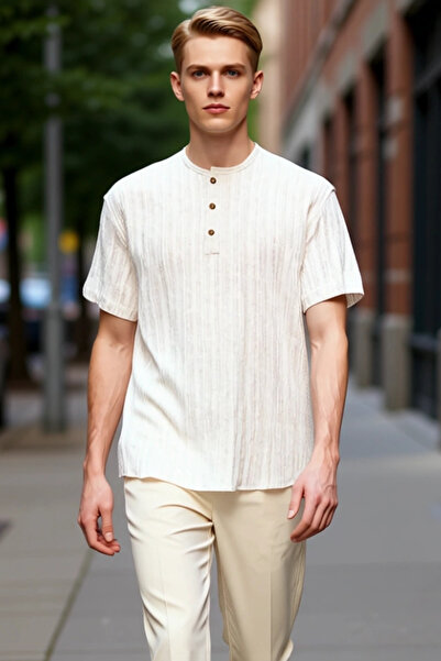 PayBuy Men's Linen Blend Crew Neck Short Sleeve Shirt Functional Durable Quality Comfortable