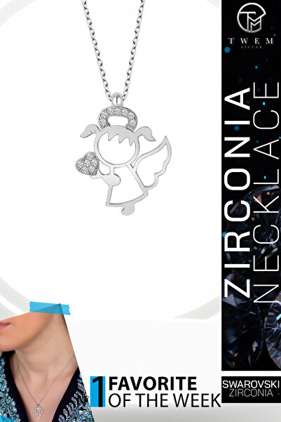 Twem Silver قلادة زيركونيا سواروسكي على شكل حورية الماء |   ساحر ومؤثر