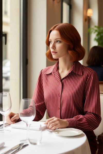 PayBuy Women's Daily Touch Will Break Oversized Striped Woven Shirt Option Functional Sports