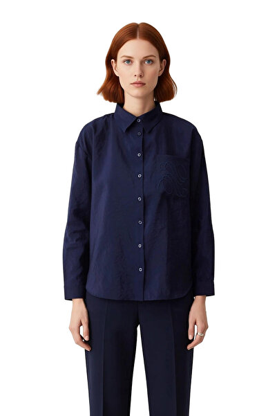 PayBuy Women's Textured Embroidery Detailed Long Sleeve Regular Fit Shirt Modern and Comfortable Design Casual