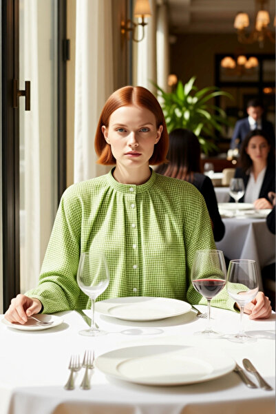 PayBuy Women's Judge Collar Checkered Wide Fit Woven Shirt a Modern and Comfortable Choice Functional Stylish