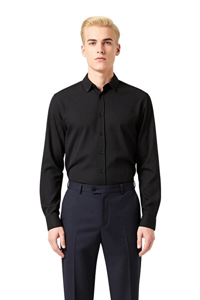 PayBuy Men's Textured Slim Fit Long Sleeve Shirt a Stylish Choice Offering Modern Style and Comfort Together Sports
