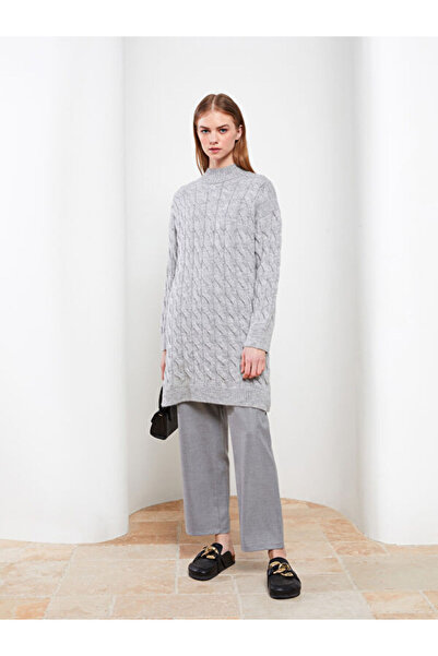 LC Waikiki Half Turtleneck Self-Patterned Long Sleeve Women's Knitwear Tunic