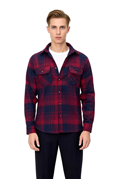 PayBuy Winter Lumberjack Shirt Men's Regular Fit Long Sleeve Checkered Woven Flannel Pocket Detail Aesthetic