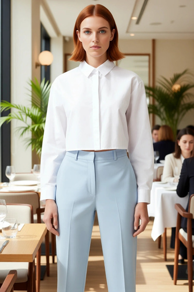 PayBuy Women's Crop Shirt Backless Linen Look Functional Durable Quality Comfortable Stylish