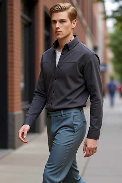 PayBuy Men's Regular Fit Textured Long Sleeve Shirt Offers Everyday Elegance and All-Day Functionality