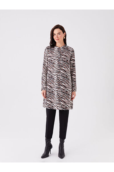 LC Waikiki Judge Collar Patterned Long Sleeve Women's Tunic