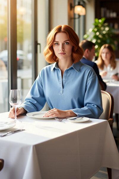 PayBuy Women's Oversized Loose Fit Denim Shirt with Tie Detail City Style Comfortable and Modern Clothing Option