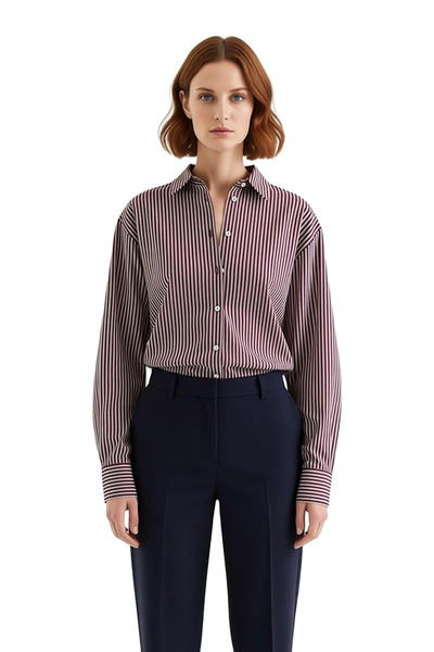 PayBuy Comfortable Fit Striped Poplin Shirt for Women Contemporary Design Offering Everyday Elegance Functional