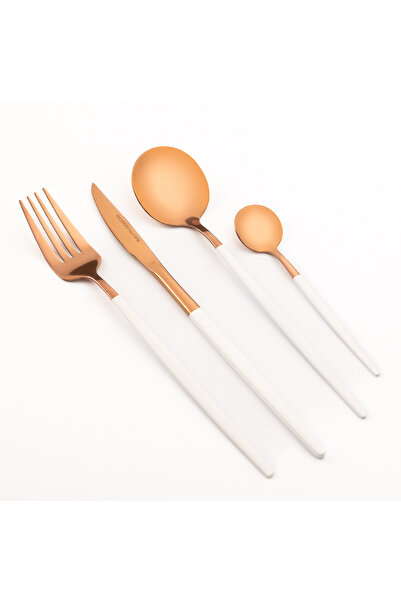 Malooki 24-Piece Cutlery Set, Copper Finish & Colored Handles