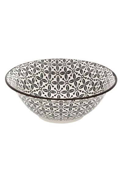 OEM Beige porcelain bowl with black pattern, 450 ml