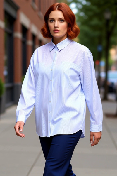 PayBuy Γυναικείο υφαντό πουκάμισο με ρίγες oversized με μακρύ μανίκι και μοντ...