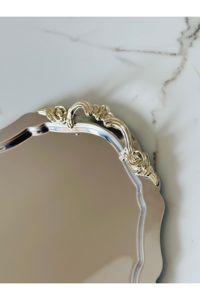 Melinda Lunea Silver Handle Oval Presentation Serving Tray (20X25Cm)