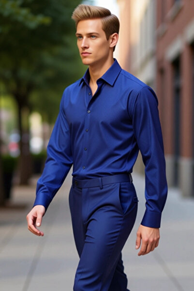 PayBuy Мъжка риза с дълъг ръкав, с микрошарени мотиви, с тясна кройка, за еже...