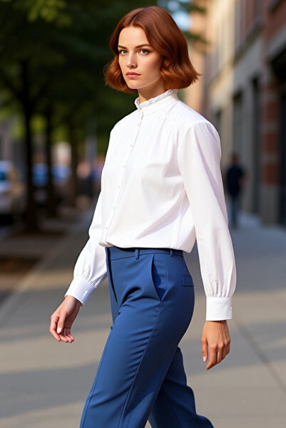 PayBuy Kadın Büzgülü Dik Yaka Gömlek Fonksiyonel Dayanıklı Kaliteli Konforlu ...