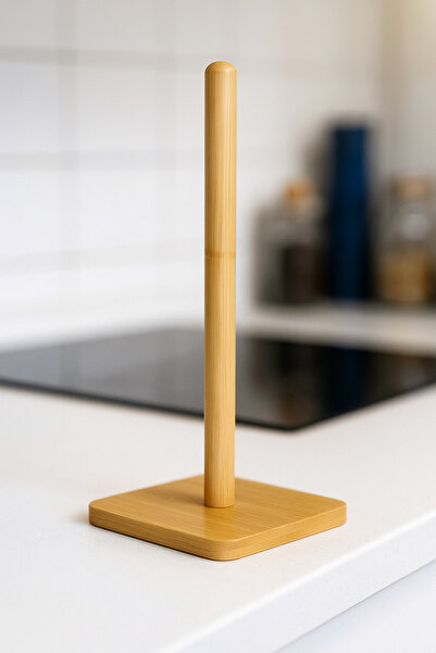 SYN AKSESUAR Bambu Kağıt Havluluk, Mutfak Kağıt Havlu Standı- Kare tabanlı Pe...