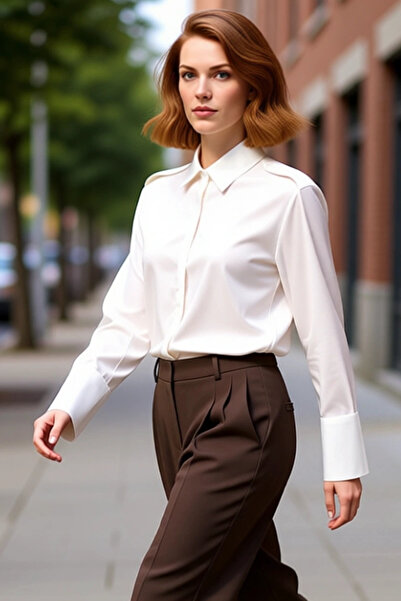 PayBuy Women's Epaulet Satin Woven Shirt Functional Durable Quality Comfortable Aesthetic Premium