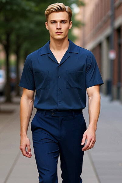 PayBuy Ανδρικό πουκάμισο από βισκόζη με ίσια ύφανση κανονική εφαρμογή Λειτουργικό ανθεκτικό ποιοτικό άνετο και αισθητικό