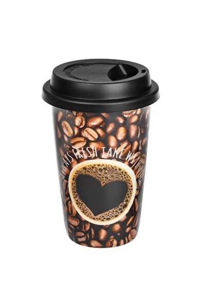 OEM Ceașcă de cafea din porțelan cu capac din silicon 400 ml - Maro