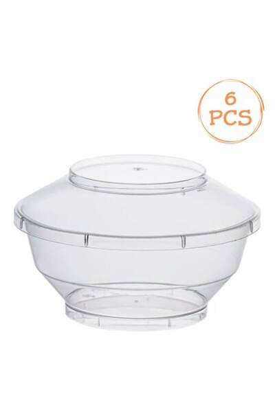 OEM Transparent Reusable Round Plastic Bowls with Lid 200 ml - 6 pcs