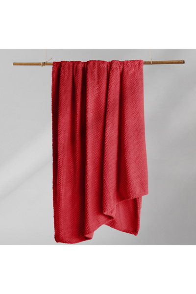 Deco King Patura in stil modern cu model jacquard in relief, Henry, 240 g/m2, 170x210 cm, rosu