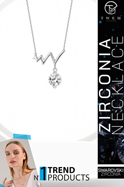 Twem Silver قلادة إيقاعية مرصعة بأحجار الزركونيا من سواروفسكي |   التمثيل الب...