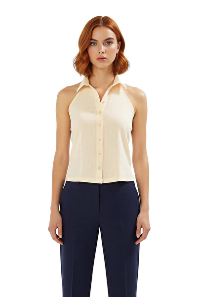 PayBuy Women's Halter Neck Buttoned Cotton Blouse Summer Days Ideal Design Offering Elegance and Comfort Stylish