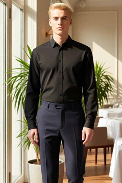 PayBuy Men's Textured Slim Fit Long Sleeve Shirt a Stylish Choice Offering Modern Style and Comfort Together Sports