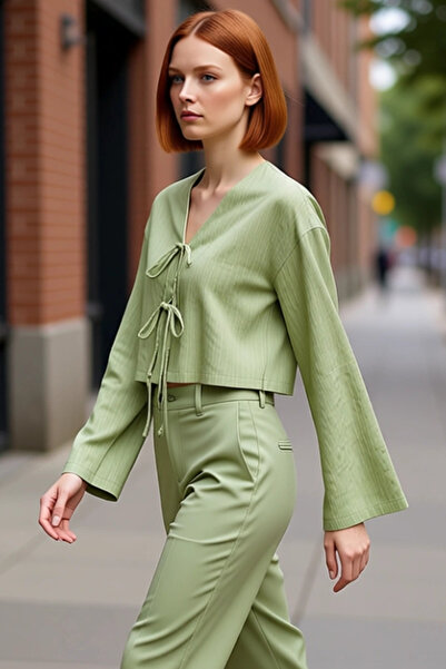 PayBuy Women's V-Neck Lace-Up Crop Shirt Functional Durable Quality Comfortable Aesthetic Premium Stylish