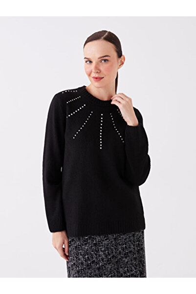 LC Waikiki Crew Neck Printed Long Sleeve Women's Knitwear Tunic