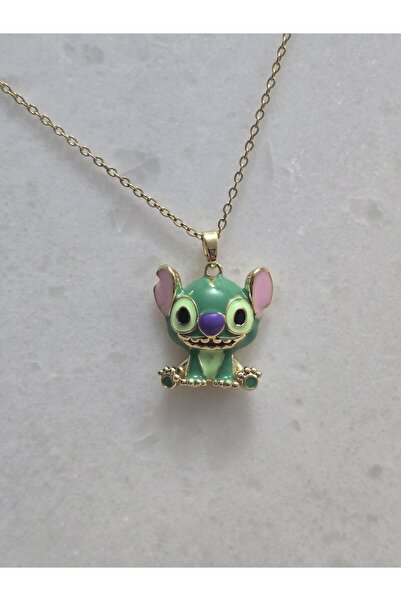 Lanuna قلادة من الفولاذ المطلي بالمينا الخضراء