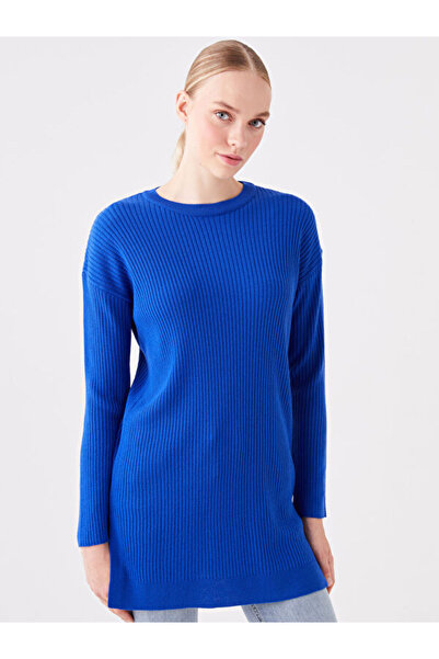 LC Waikiki Crew Neck Plain Long Sleeve Oversize Women's Knitwear Tunic