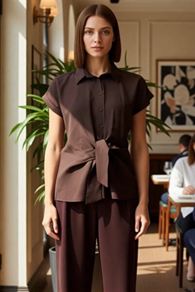 PayBuy Women's Knot Detailed Woven Shirt Offers Everyday Elegance and Your Choice of Style Is Functional and Comfortable