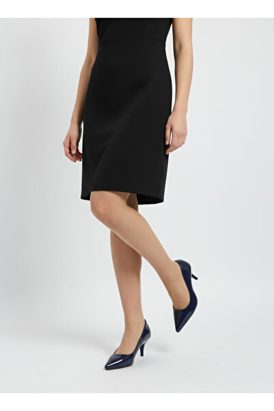 Catelyn Women's Navy Blue Patent Leather Pointed Toe Stiletto Short Thin Heeled Shoes