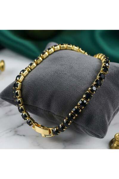 KEVSA Jewelry Stainless Steel Tennis Bracelet with Black Stones 4mm – BF1120