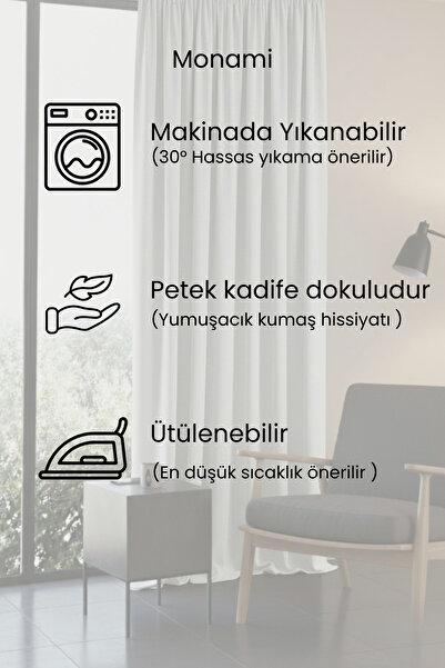 Monami Luxury First-Class Honeycomb Velvet Textured White Island Floor Curtain