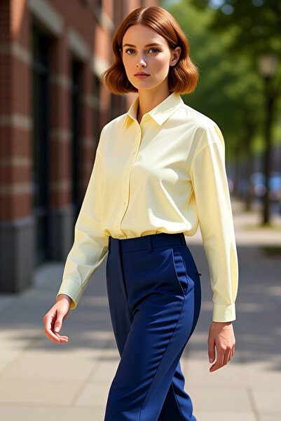 PayBuy Women's Oversized Cut Low Arm Long Length Plain Woven Shirt Casual a Piece to Match Sports