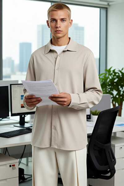 PayBuy Men's Regular Fit Plain Pattern Winter Shirt Functional Durable Quality Comfortable Sports