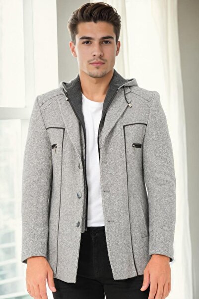 Dewberry K9532 Men's Coat-Diagonal Gray