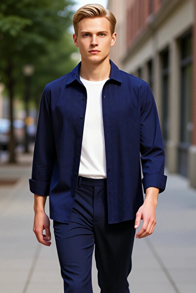 PayBuy Men's Textured Muslin Shirt Casual Fit Functional Durable Quality Comf...