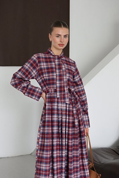 By ÖTE Rochie premium în carouri cu curea