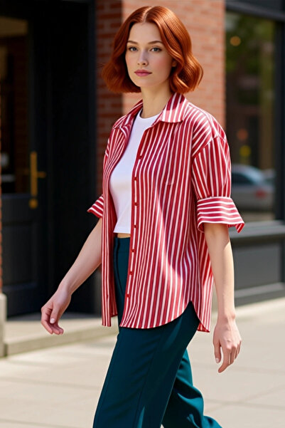 PayBuy Women's Striped Oversized Shirt Functional Durable Quality Comfortable Aesthetic Premium Sports