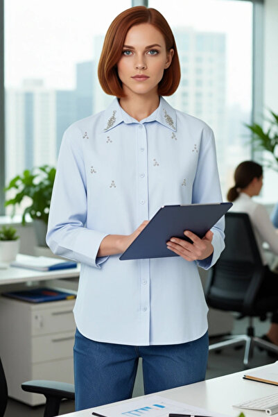 PayBuy Cămașă pentru femei, cu cu pietre aplicate țesături, în aer liber, model modern, confortabil, design elegant și confortabil, funcțional