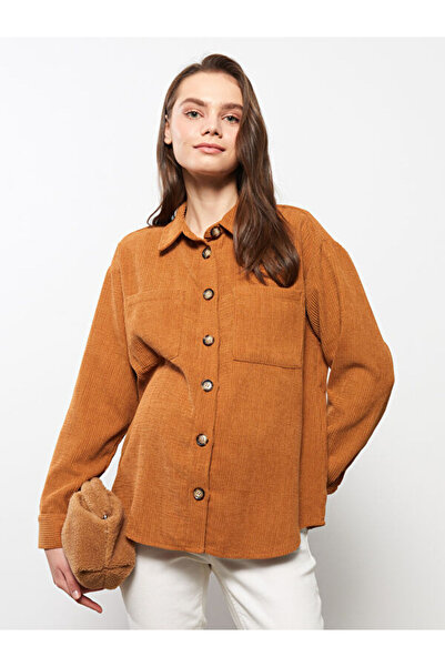 LC Waikiki Plain Long Sleeve Velvet Maternity Shirt Jacket